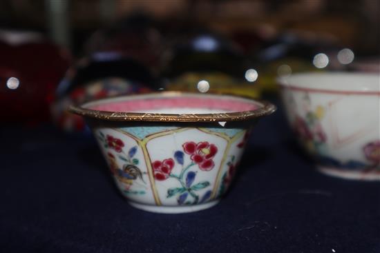 An 18th century famille rose tea bowl and saucer and other 18th/19th century Chinese famille rose tea bowls etc